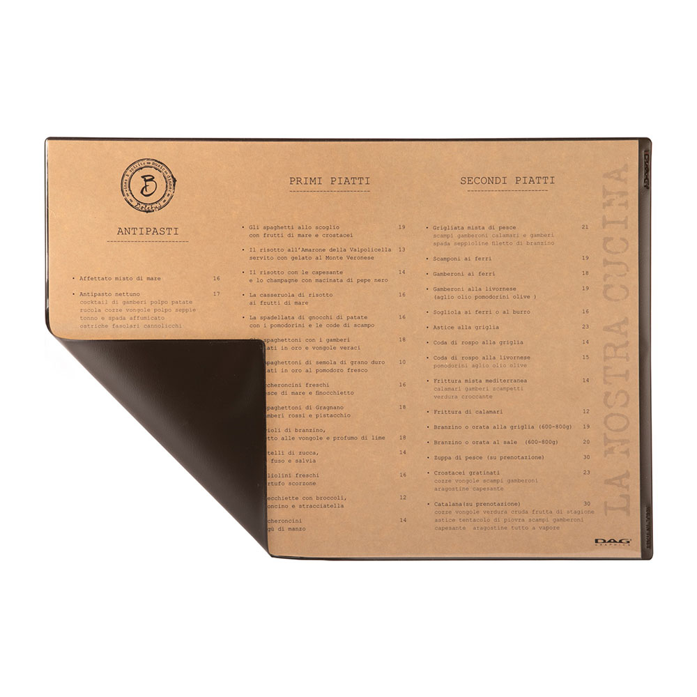MENU placematsin synthetic material